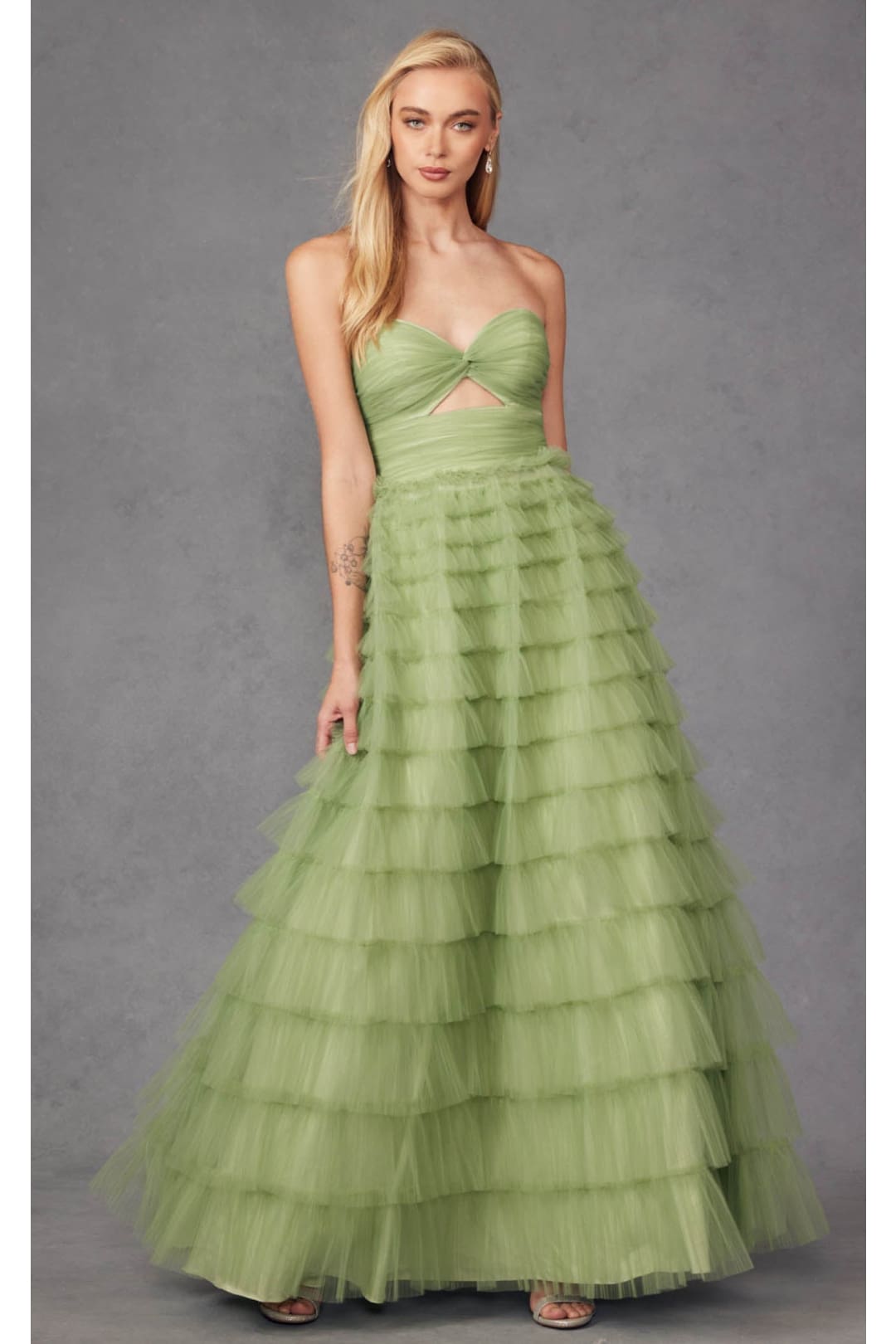 Strapless A-Line Tiered Ruffled Gown by Juliet JT2456H - Dress