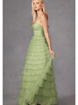 Strapless A-Line Tiered Ruffled Gown by Juliet JT2456H