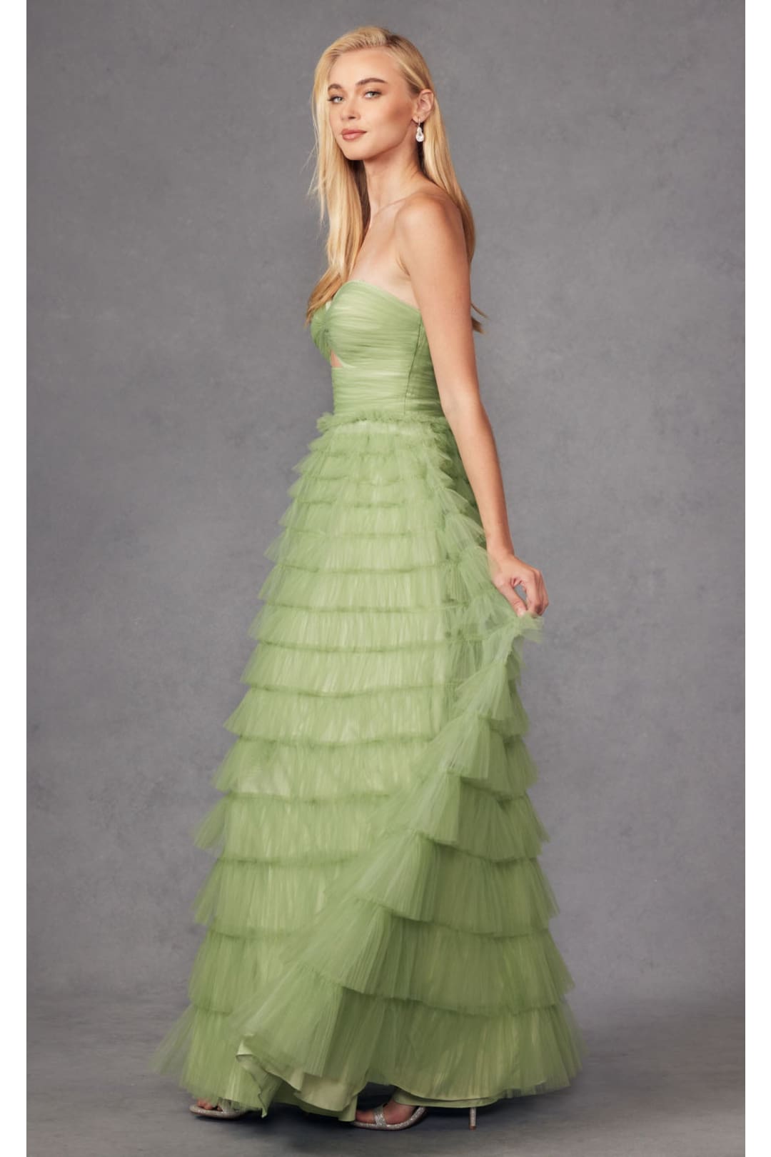 Strapless A-Line Tiered Ruffled Gown by Juliet JT2456H - Dress