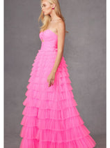 Strapless A-Line Tiered Ruffled Gown by Juliet JT2456H