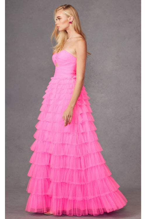 Strapless A-Line Tiered Ruffled Gown by Juliet JT2456H - Dress