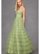 Strapless A-Line Tiered Ruffled Gown by Juliet JT2456H