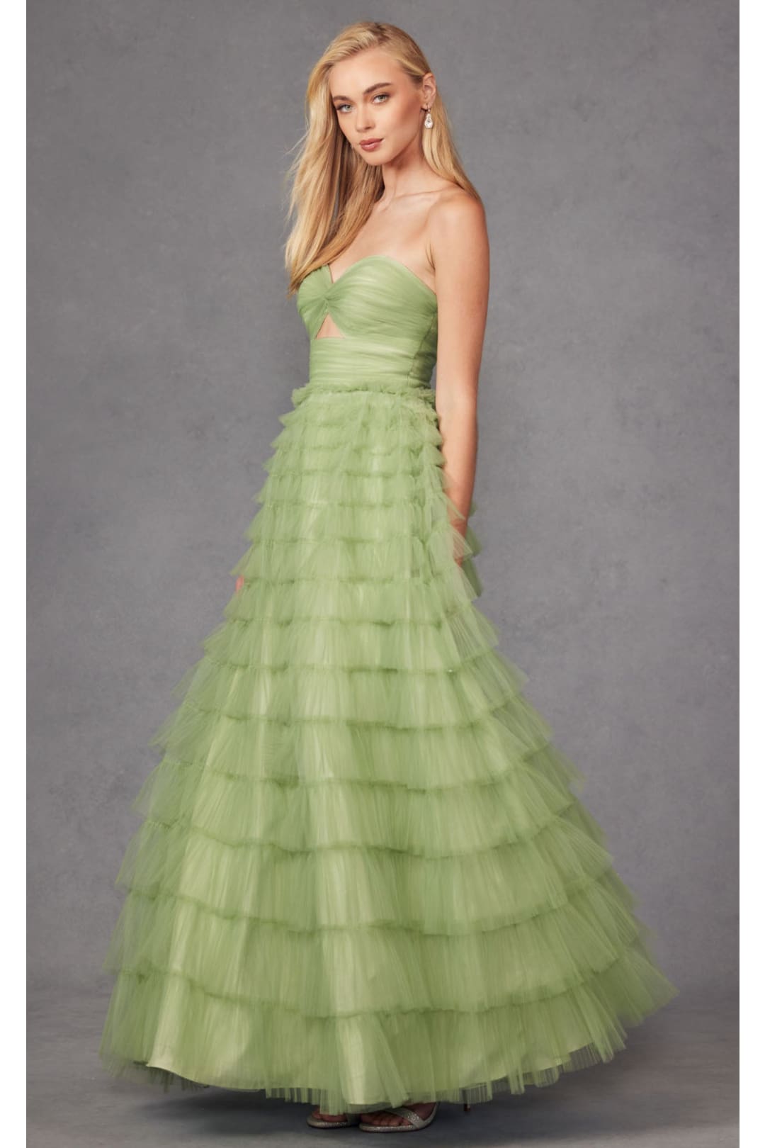 Strapless A-Line Tiered Ruffled Gown by Juliet JT2456H - Dress