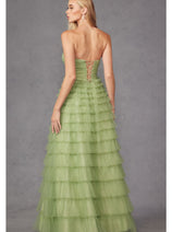Strapless A-Line Tiered Ruffled Gown by Juliet JT2456H