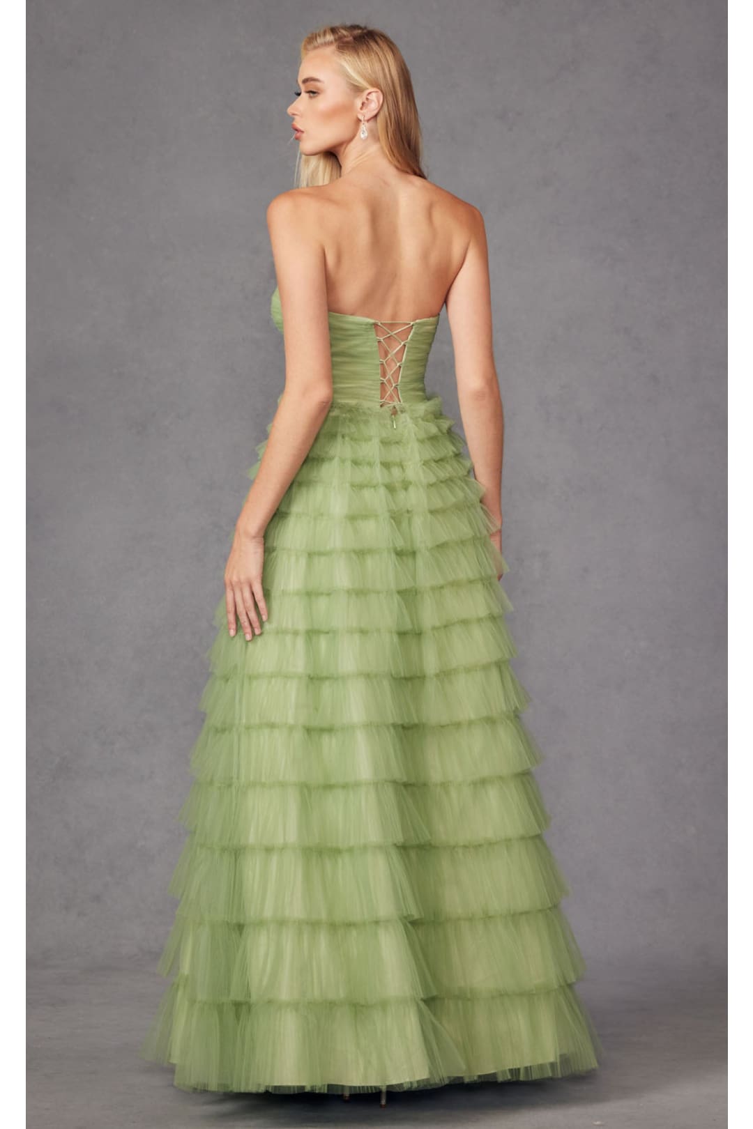 Strapless A-Line Tiered Ruffled Gown by Juliet JT2456H - Dress