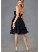 Strapless A-Line Tiered Short Dress by Juliet JT921H