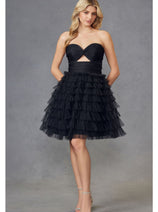 Strapless A-Line Tiered Short Dress by Juliet JT921H