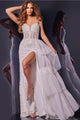 Strapless A-line Tiered Slit Gown by Jovani 34390 - 00 / White - Long Formal Dresses
