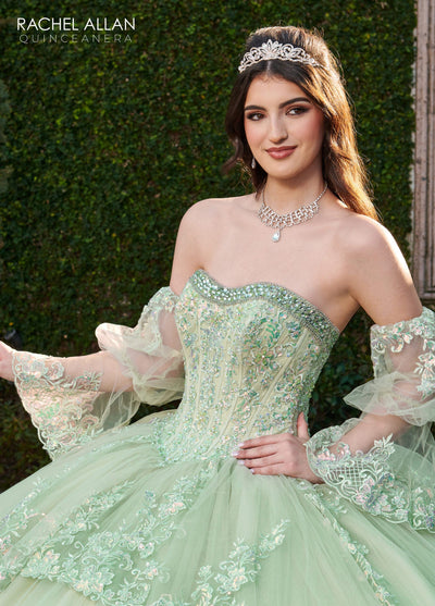 Rachel Allan RQ2178 Strapless Bell Sleeve Quinceanera Dress