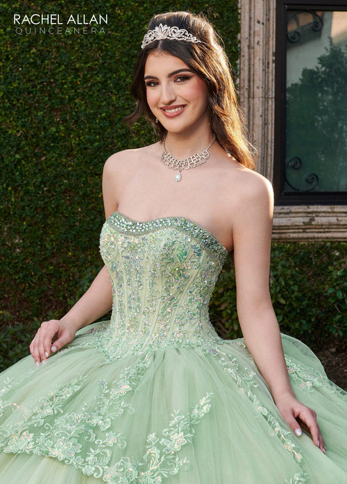 Rachel Allan RQ2178 Strapless Bell Sleeve Quinceanera Dress