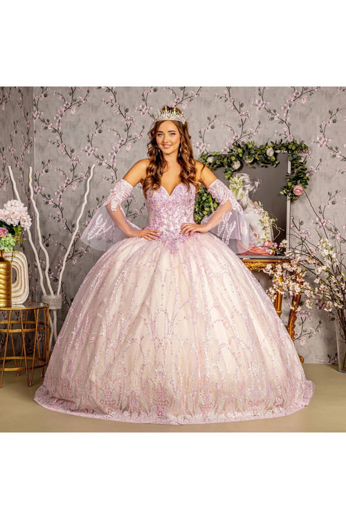 Strapless Bell Sleeve Two-Tone Ball Gown by GLS Gloria GL3234 - Quinceanera Dresses