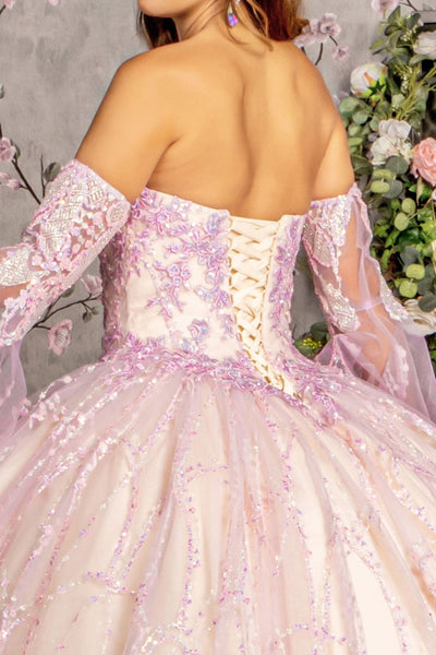 Strapless Bell Sleeve Two-Tone Ball Gown by GLS Gloria GL3234 - Quinceanera Dresses