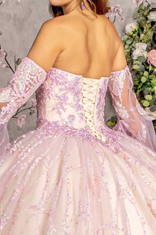 Strapless Bell Sleeve Two-Tone Ball Gown by GLS Gloria GL3234 - Quinceanera Dresses