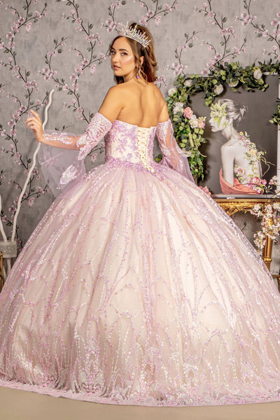 Strapless Bell Sleeve Two-Tone Ball Gown by GLS Gloria GL3234 - Quinceanera Dresses