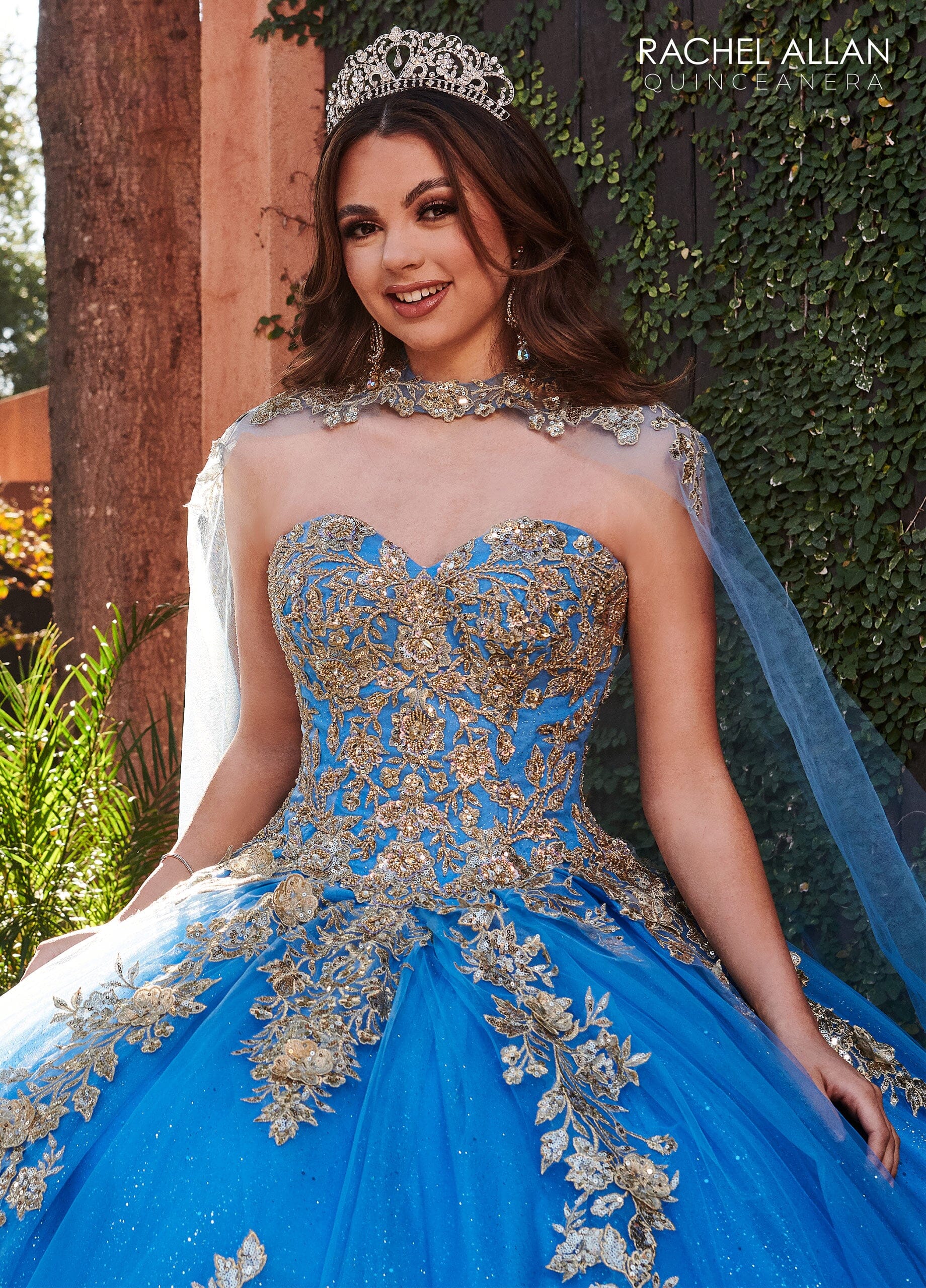 Rachel Allan RQ1111 Strapless Cape Quinceanera Dress