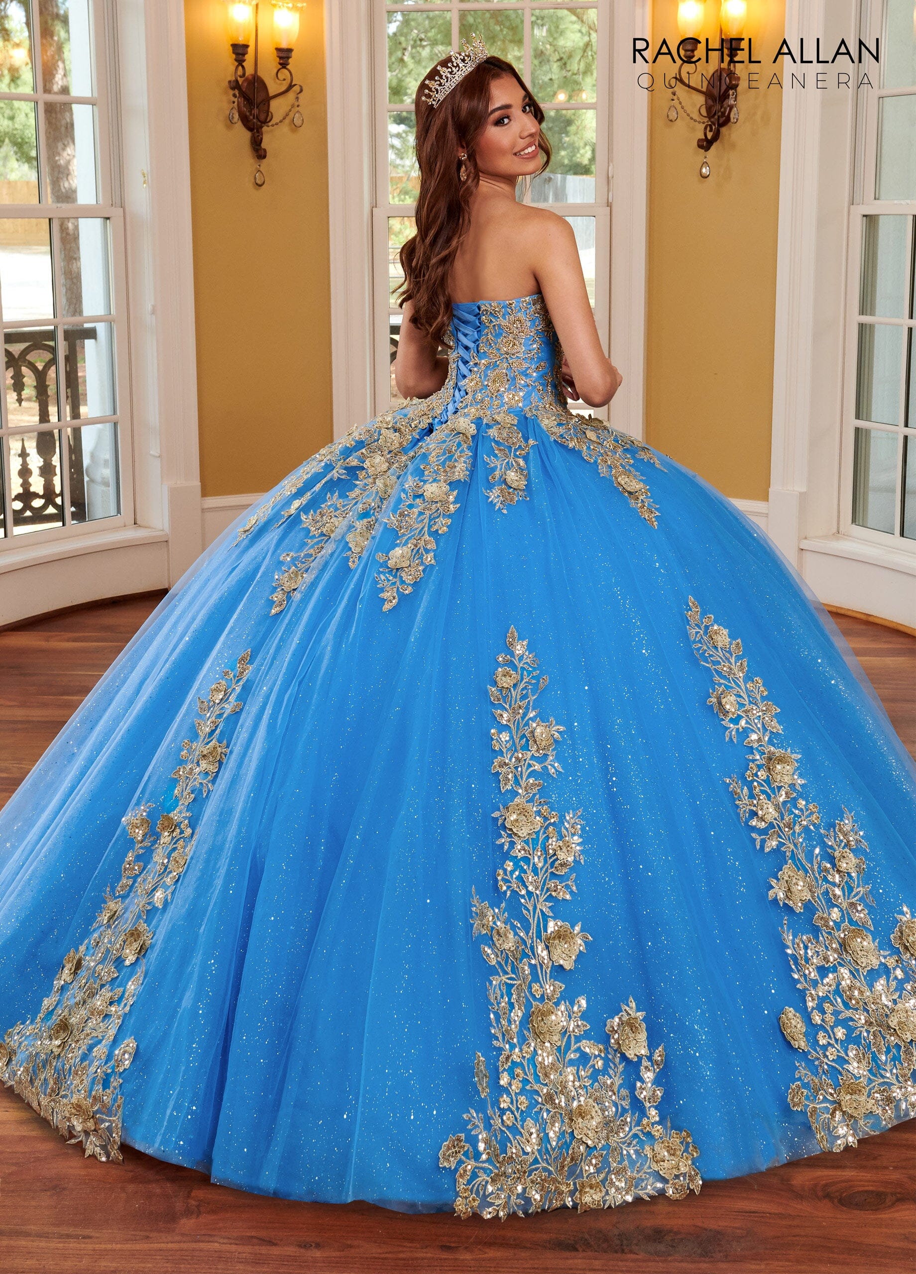 Rachel Allan RQ1111 Strapless Cape Quinceanera Dress