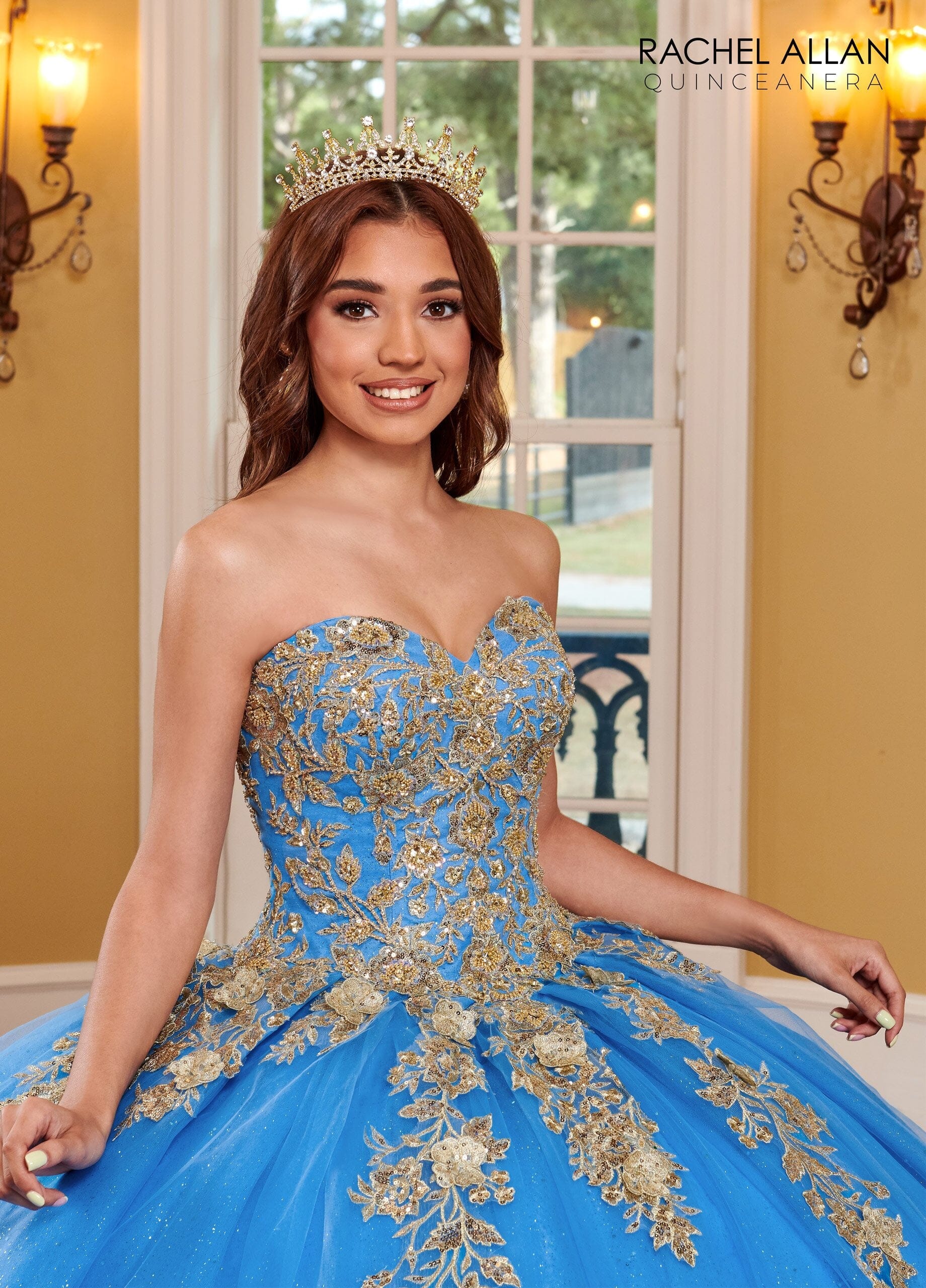 Rachel Allan RQ1111 Strapless Cape Quinceanera Dress