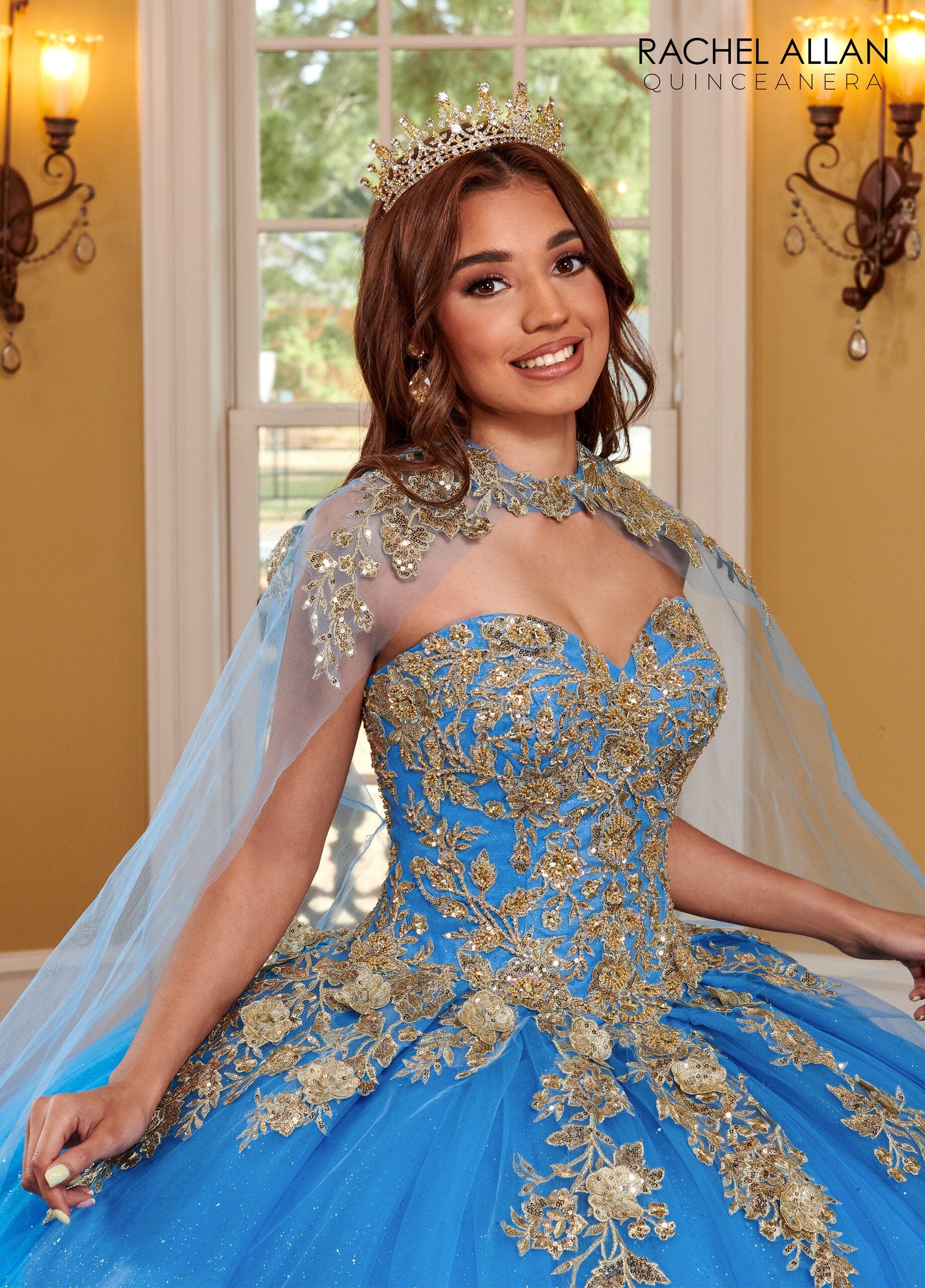 Rachel Allan RQ1111 Strapless Cape Quinceanera Dress