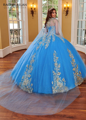 Rachel Allan RQ1111 Strapless Cape Quinceanera Dress