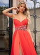Rachel Allan 50321 Strapless Chiffon A-line Slit Gown