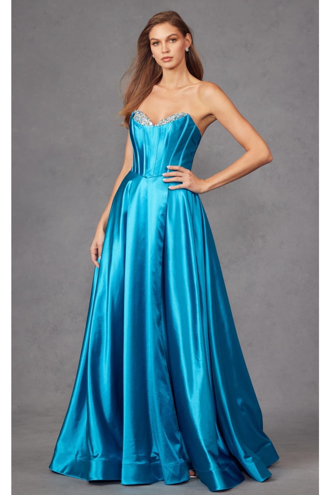 Strapless Embellished Prom Dress by Juliet JT2435A Strapless Embellished Prom Dress by Juliet JT2435A