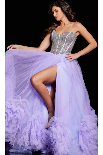 Strapless Jovani Pageant Dress 37199 - Lilac / Apparel & Accessories > Clothing > Dresses