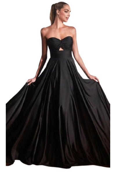 Strapless Keyhole Satin Gown 2025 Elegant Formal Dress - Black / 2 - Prom