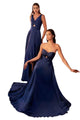 Strapless Keyhole Satin Gown 2025 Elegant Formal Dress - Navy / 2 - Prom