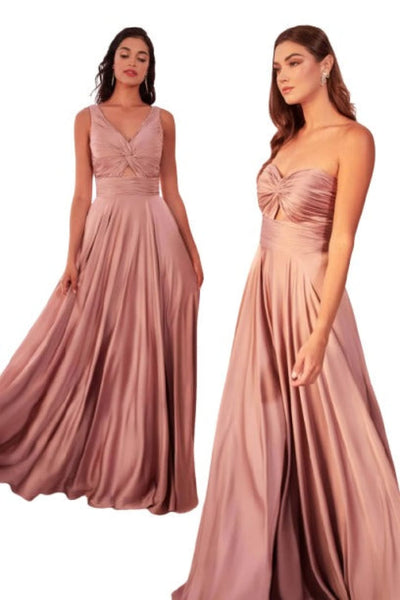 Strapless Keyhole Satin Gown 2025 Elegant Formal Dress - Rose Gold / 2 - Prom