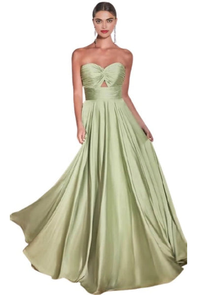 Strapless Keyhole Satin Gown 2025 Elegant Formal Dress - Sage / 2 - Prom