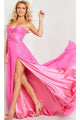 Strapless Long Pleated Prom Dress: Jovani 36461 - Hot Pink / Apparel & Accessories > Clothing > Dresses