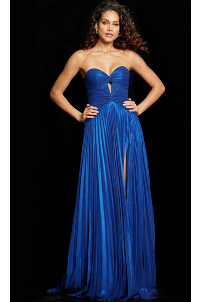 Strapless Long Pleated Prom Dress: Jovani 36461 - Royal / Apparel & Accessories > Clothing > Dresses