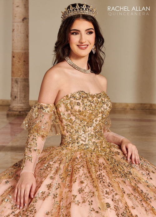 Rachel Allan RQ2176 Strapless Long Sleeve Quinceanera Dress
