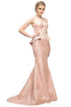 Strapless Peplum Satin Mermaid Dress 2025 Elegant Gown - Peach / 2 - Prom