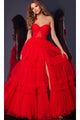 Strapless Prom Ball Gown: Jovani 40466 - Red / Prom