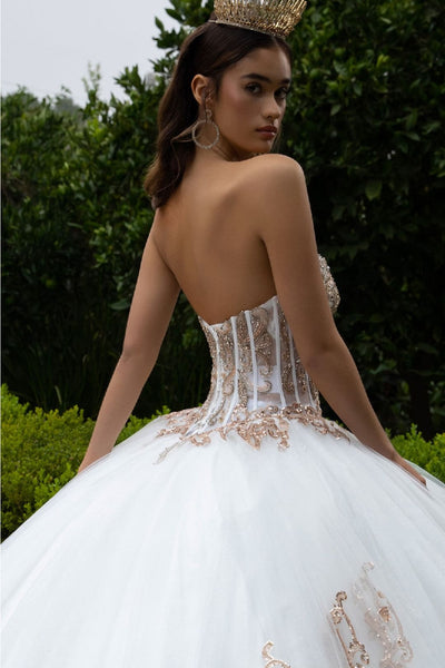 Strapless Puff Sleeve Ball Gown by GLS Gloria GL3578 - Quinceanera Dresses