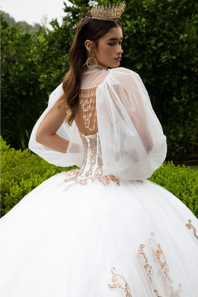 Strapless Puff Sleeve Ball Gown by GLS Gloria GL3578 - Quinceanera Dresses