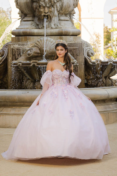 Strapless Puff Sleeve Ball Gown by Bella Princess PQ1037
