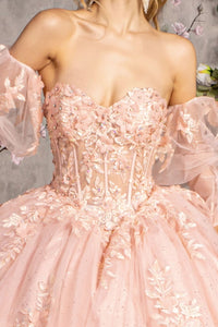 Strapless Puff Sleeve Corset Ball Gown by GLS Gloria GL3476 - Quinceanera Dresses