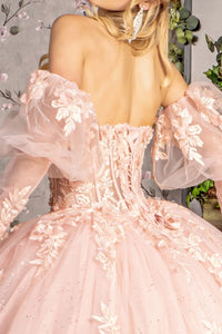 Strapless Puff Sleeve Corset Ball Gown by GLS Gloria GL3476 - Quinceanera Dresses
