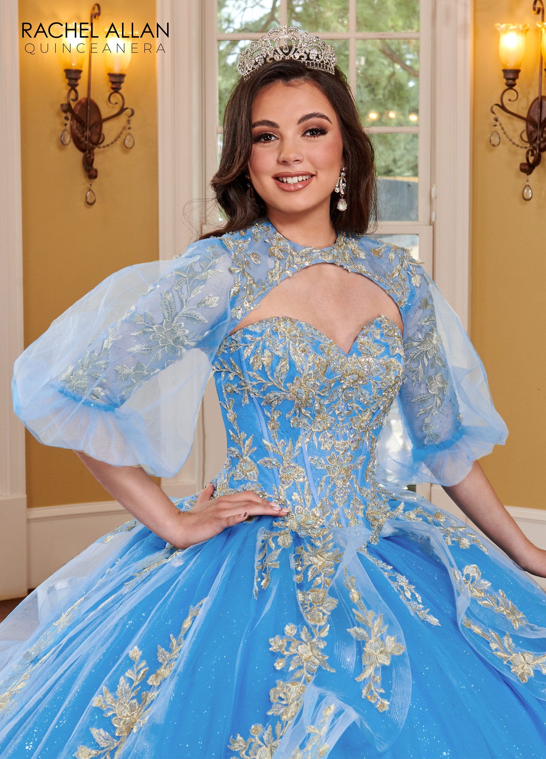 Rachel Allan RQ1118 Strapless Puff Sleeve Quinceanera Dress