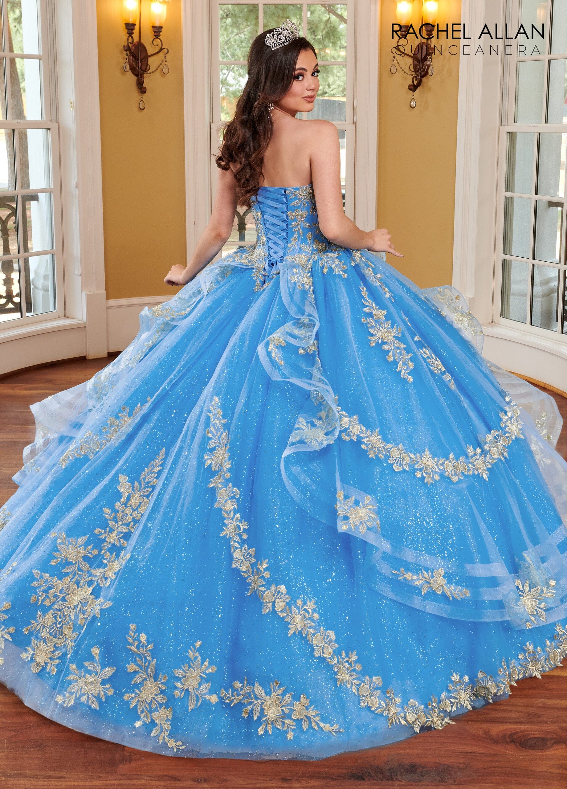 Rachel Allan RQ1118 Strapless Puff Sleeve Quinceanera Dress