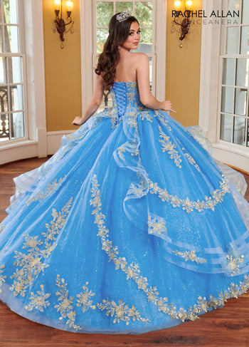 Rachel Allan RQ1118 Strapless Puff Sleeve Quinceanera Dress