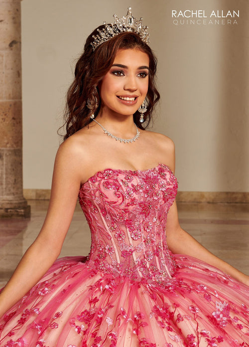 Rachel Allan RQ1123 Strapless Puff Sleeve Quinceanera Dress
