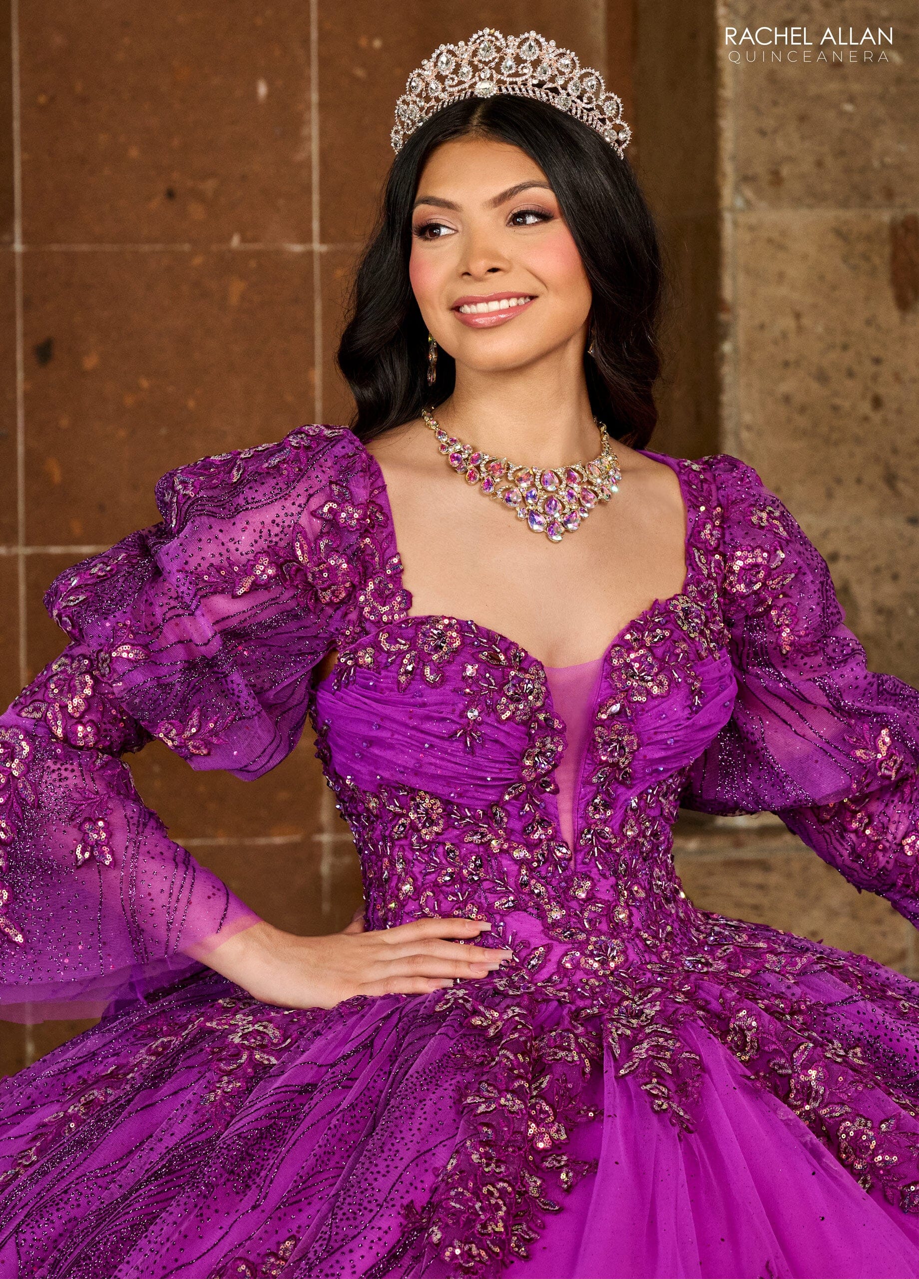 Rachel Allan RQ1135 Strapless Puff Sleeve Quinceanera Dress