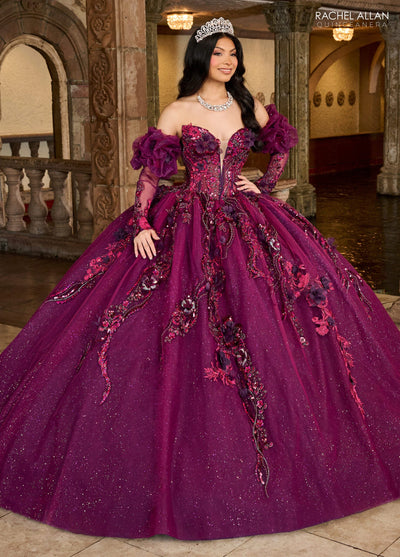 Rachel Allan RQ2184 Strapless Puff Sleeve Quinceanera Dress