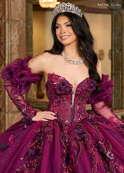 Rachel Allan RQ2184 Strapless Puff Sleeve Quinceanera Dress