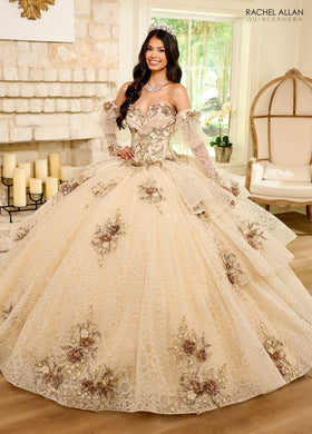 Rachel Allan RQ2191 Strapless Puff Sleeve Quinceanera Dress