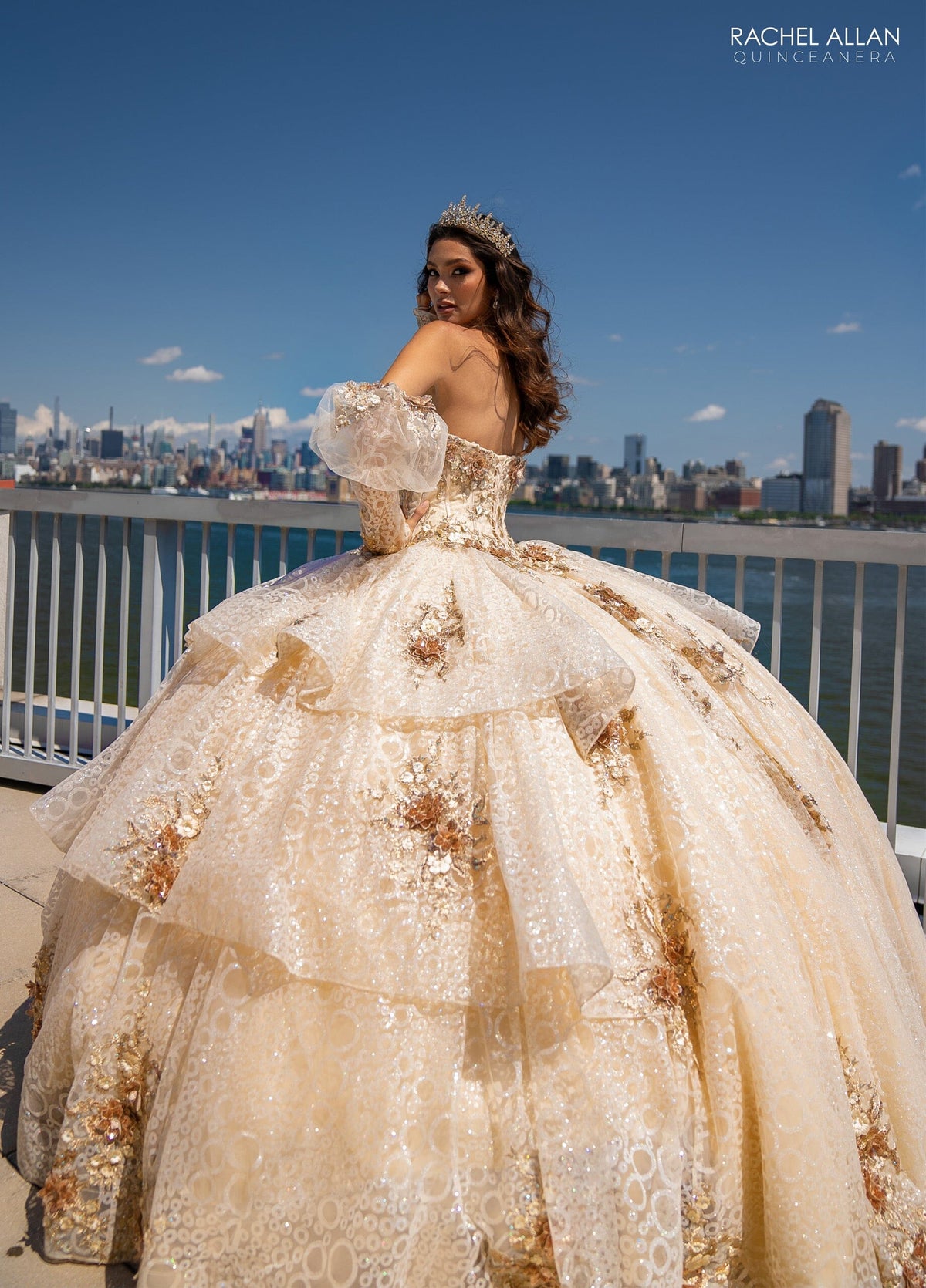 Rachel Allan RQ2191 Strapless Puff Sleeve Quinceanera Dress