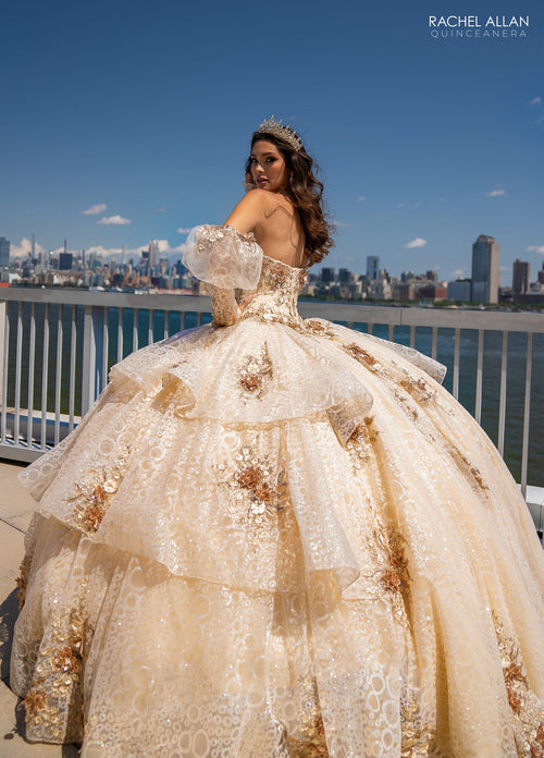 Rachel Allan RQ2191 Strapless Puff Sleeve Quinceanera Dress